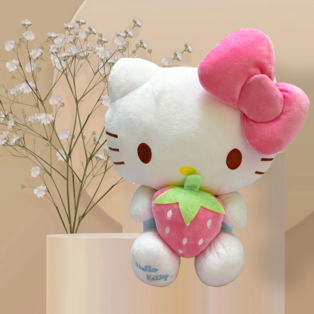 Hello Kitty Plush doll with Pink Bow and Strawberry